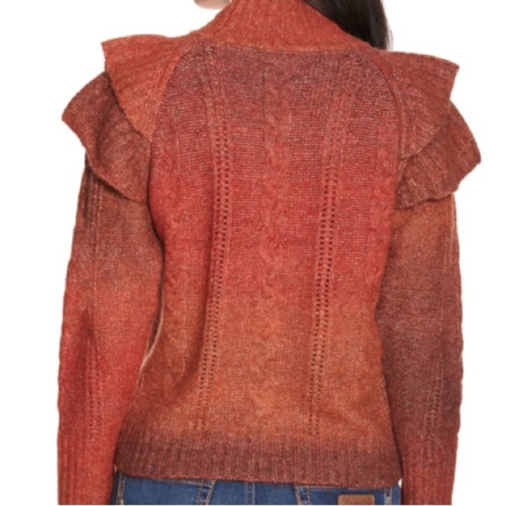 Vigoss Ombre Turtle-Neck with Shoulder Ruffle Sweater - Picture 7 of 7